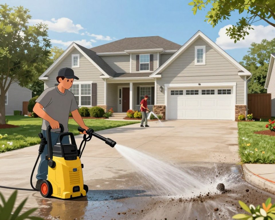 Pressure Washing Driveway In Westerville